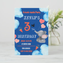 Kinder Olifant theam verjaardagsfeestje Uitnodigin Kaart