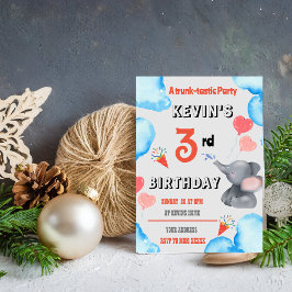 Kinder Olifant theam verjaardagsfeestje Uitnodigin Kaart