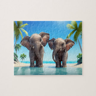 Kinder olifanten Jigzaag Puzzle - Tropisch Legpuzzel