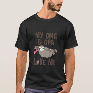 Kinder oma en opa houden van me kleinkind luiaard t-shirt