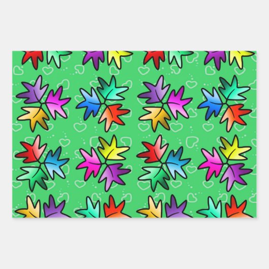 Kinder omslagpapier van de bladeren van de hartsto inpakpapier vel (Voorkant)