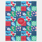 Kinder onder het Zee Christmas Patchwork Quilt Fleece Deken (Voorkant)