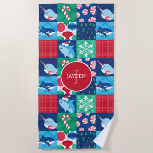 Kinder onder het Zee Christmas Patchwork Quilt Strandlaken