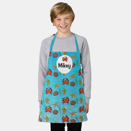 Kinder onderwater personaliseren met vis schort (Gedragen)