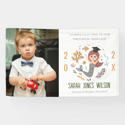 Kinder onderwater Zeemeermin foto voorschoolse Afs Spandoek (Horizontaal)