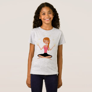 Kinder ontwerpers t-shirt grijs met Yoga asana
