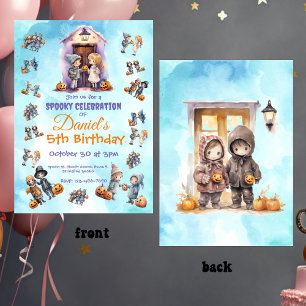 Kinder op Halloween Theme Kids Verjaardagsfeest Kaart