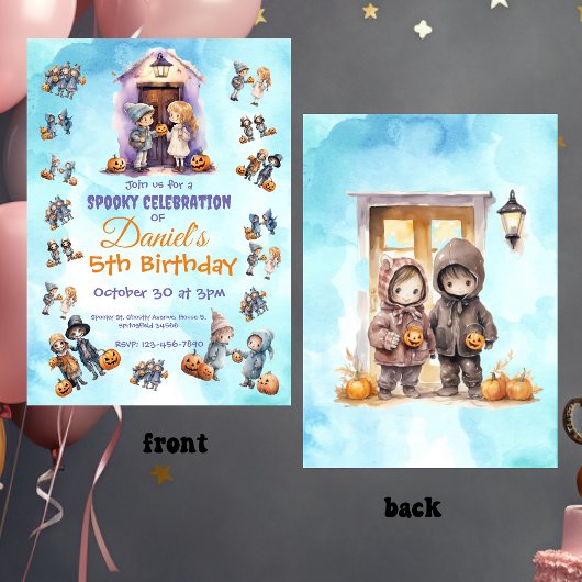 Kinder op Halloween Theme Kids Verjaardagsfeest Kaart