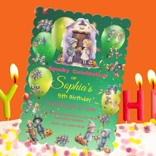 Kinder op Halloween Theme Uitnodigen voor Kids Bir Kaart