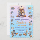 Kinder op Halloween Theme Uitnodigen voor Kids Bir Kaart (Voorkant)