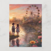 Kinder op het carnaval briefkaart (Voorkant)