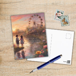 Kinder op het carnaval briefkaart