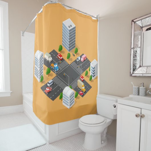 Kinder Oranje autogordijn Douchegordijn (In situ)