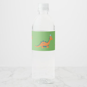 Kinder oranje dinosaurusjongen waterfles etiket