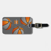 kinder oranje grijze basketbal team kleuren bagagelabel (Voorkant horizontaal)