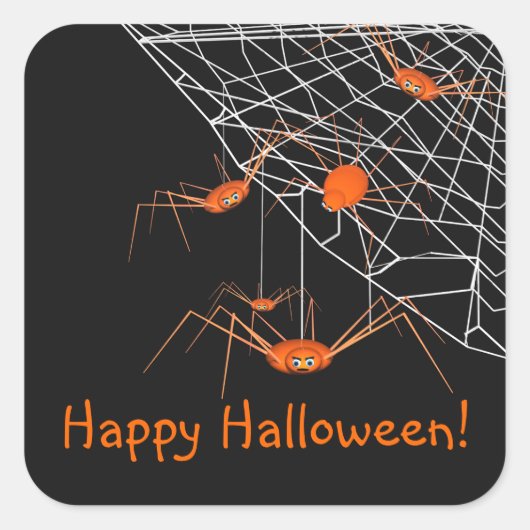 Kinder Oranje halloween Spiers Vierkante Sticker (Voorkant)