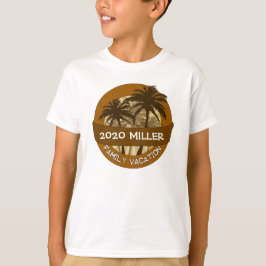 Kinder oranje Palmboom Custom Name Vakantie Tshirt