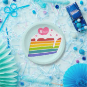 Kinder ouderdomsregenbooglaag Birthday Cake Papieren Bordje (Feest)