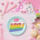 Kinder ouderdomsregenbooglaag Birthday Cake Papieren Bordje (Feest)