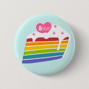 Kinder ouderdomsregenbooglaag Birthday Cake Ronde Button 5,7 Cm