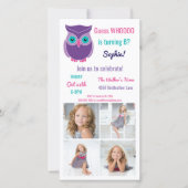 Kinder Owl Birthday Party Animal Photo Invitation (Voorkant)