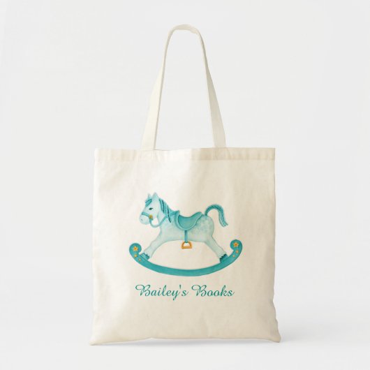 Kinder paardenaqua gele bibliotheekzak tote bag (Voorkant)
