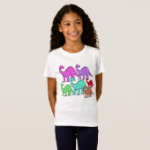 Kinder Paars & Roze Dinosaur T-shirt Cute Gift (Voorkant volledig)