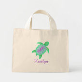 Kinder paarse en groene schildpaddenstoel mini tote bag (Voorkant)