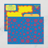 Kinder Paarse poka Dots Blue Dizzy Stippen Fun Art Briefkaart (Voorkant / Achterkant)