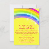 Kinder paarse regenboog 1e verjaardag Uitnodiging (Achterkant)