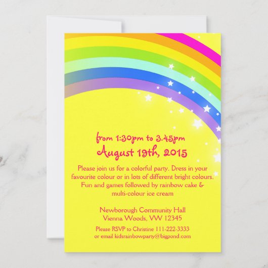 Kinder paarse regenboog 2e verjaardag uitnodiging (Achterkant)