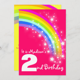 Kinder paarse regenboog 2e verjaardag uitnodiging