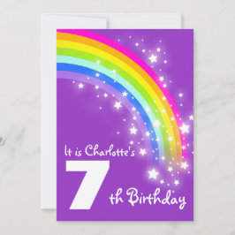Kinder paarse regenboog - zevende verjaardag kaart