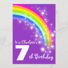 Kinder paarse regenboog - zevende verjaardag kaart