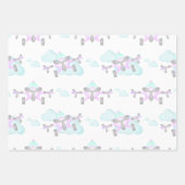 Kinder Paarse Vliegtuig Vliegende Luchtvaart Verja Inpakpapier Vel (Voorkant 3)