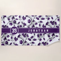 Kinder Paarse witte voetballen sportteam kleuren