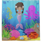 Kinder Paarse zeemeermin onder het Zee-douchergord Douchegordijn (Voorkant)