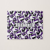 kinder paarse zwarte volleybal team kleuren legpuzzel (Horizontaal)