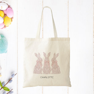 Kinder Paas Canvas tas met Kant Bunnies