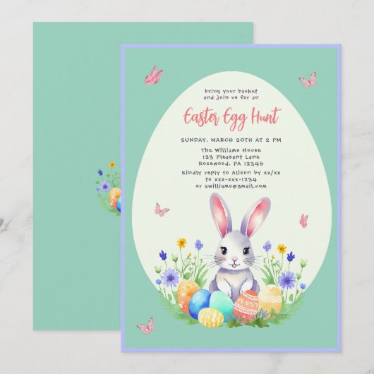 Kinder paaseierjacht uitnodiging (Voorkant / Achterkant)