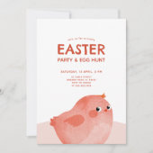 Kinder Paasfeest met roze kleine kip Kaart (Voorkant)