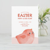 Kinder Paasfeest met roze kleine kip Kaart (Staand voorkant)