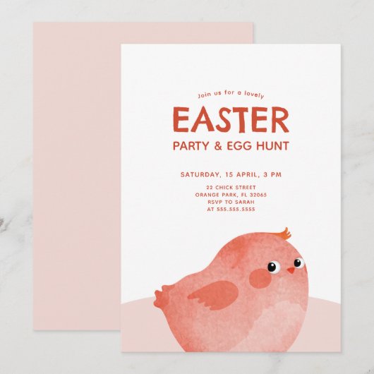 Kinder Paasfeest met roze kleine kip Kaart (Voorkant / Achterkant)