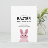 Kinder paasfeest met roze konijntje met een bril kaart (Staand voorkant)