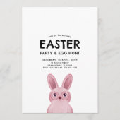 Kinder paasfeest met roze konijntje met een bril kaart (Voorkant)