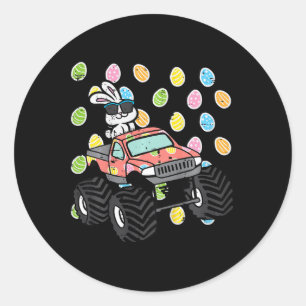 Kinder paashaas op monster vrachtwageneieren konij ronde sticker