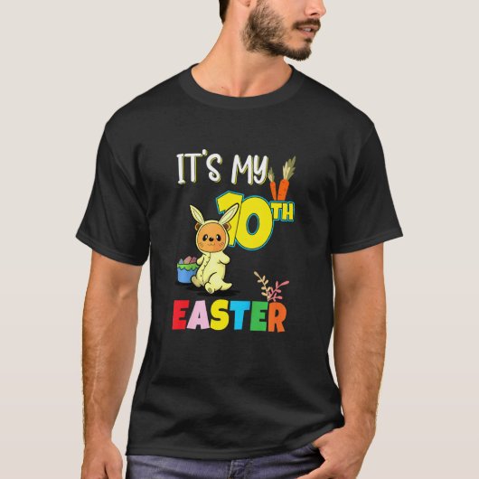 Kinder paashap 10e verjaardag van de rooster t-shirt (Voorkant)