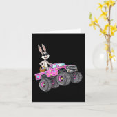 Kinder Paaskonijn Rijden Monster Truck Leuke Meisj Kaart (Gele Bloem)