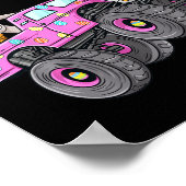 Kinder Paaskonijn Rijden Monster Truck Leuke Meisj Poster (Hoek)