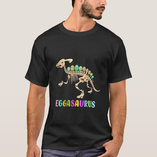 Kinder paasmakerij Eieren Hunt Dinosaur Skeleton E T-shirt (Voorkant)